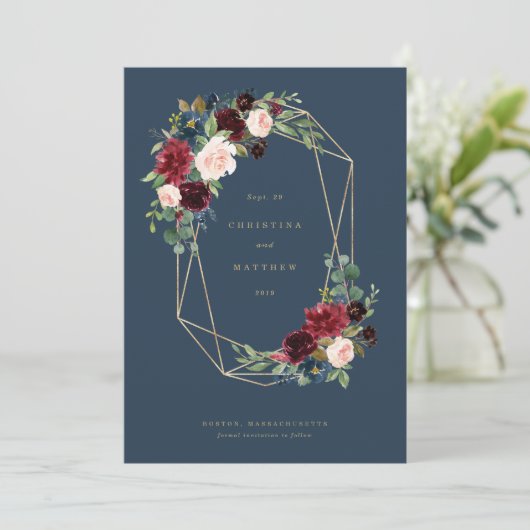 Geometrische Herfst Elegance Save the Date Menu (Staand voorkant)