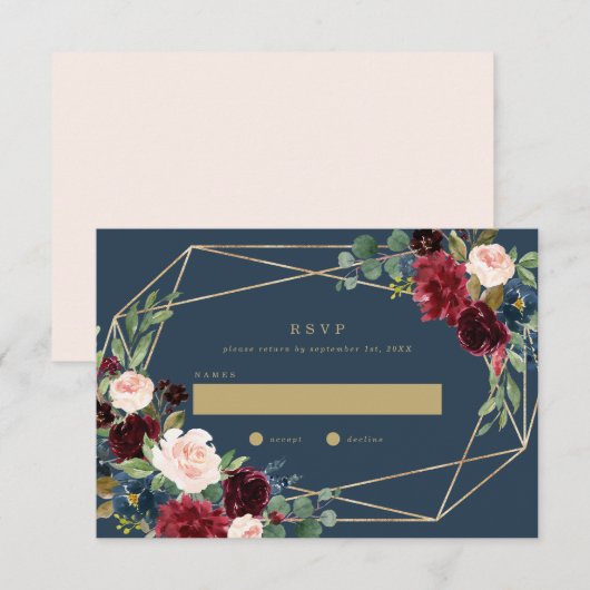 Geometrische Herfst Elegance Wedding RSVP Kaart (Voorkant / Achterkant)