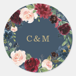 Geometrische Herfst Elegantie Monogram Sticker Lab