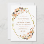 geometrische herfst florale aardtone bruiloft uitn kaart (Voorkant)