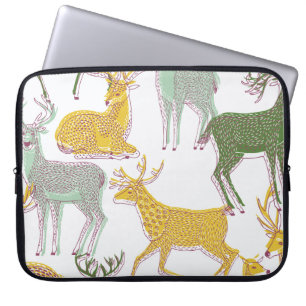 Geometrische herten: traditionele patroonillustrat laptop sleeve