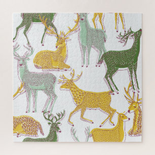 Geometrische herten: traditionele patroonillustrat legpuzzel