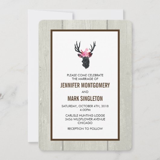 Geometrische hertenkop w / Floral Crown rustieke b Kaart (Voorkant)