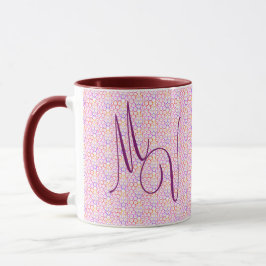 Geometrische hete kleuren monogrammed Mok