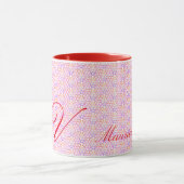 Geometrische hete kleuren monogrammed Mok (Midden)