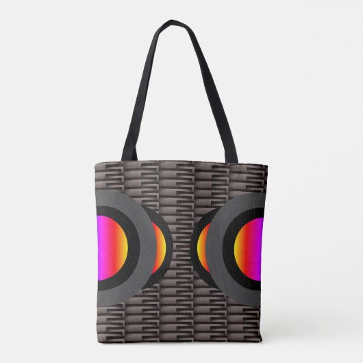 Geometrische hete lavalussen geweven print tote bag (Achterkant)