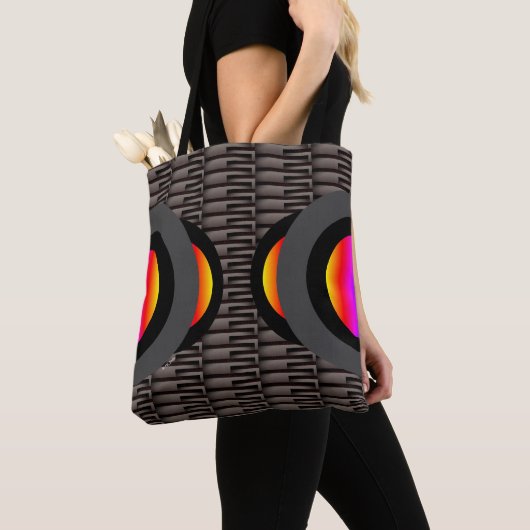 Geometrische hete lavalussen geweven print tote bag (Dichtbij)