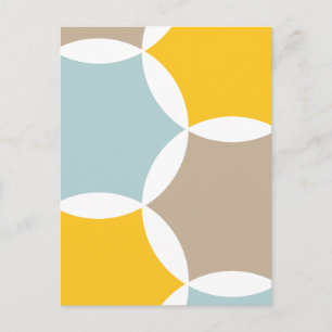 Geometrische hexagon Cirkel Geel Blauw Patroon Briefkaart