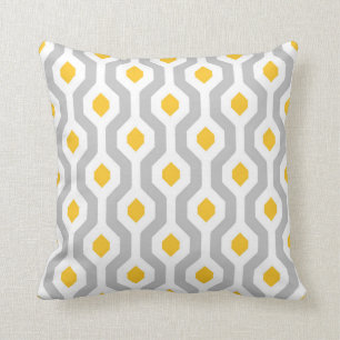 Geometrische hexagon Link Pattern Grey Yellow Kussen