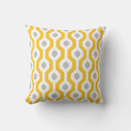 Geometrische hexagon Link Pattern Yellow Grey Kussen