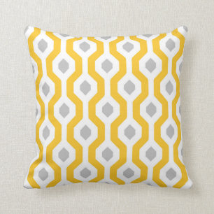 Geometrische hexagon Link Pattern Yellow Grey Kussen