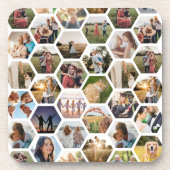Geometrische hexagon patroon fotocollage bier onderzetter (Voorkant)