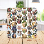 Geometrische hexagon patroon fotocollage bier onderzetter<br><div class="desc">Creëer uw eigen foto collage onderzetter. Dit ontwerp is voorzien van een sjabloon afbeelding opstelling in een hexagon geometrisch patroon</div>