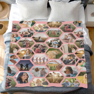 Geometrische hexagon patroon fotocollage fleece deken