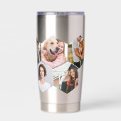 Geometrische hexagon patroon fotocollage geïsoleerde drinkbeker (Achterkant)