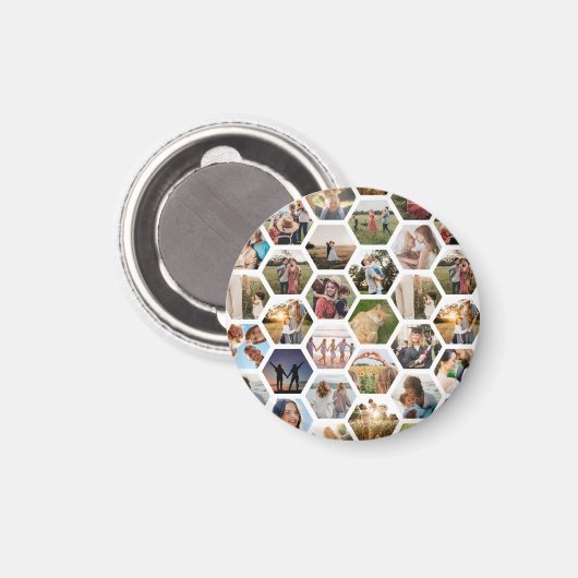 Geometrische hexagon patroon fotocollage magneet (Voorkant / Achterkant)
