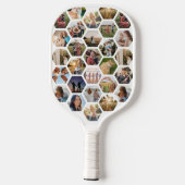 Geometrische hexagon patroon fotocollage pickleball paddle (Achterkant)