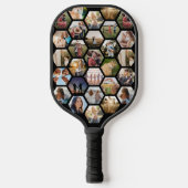 Geometrische hexagon patroon fotocollage pickleball paddle (Voorkant)