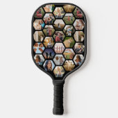 Geometrische hexagon patroon fotocollage pickleball paddle (Achterkant)