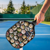 Geometrische hexagon patroon fotocollage pickleball paddle