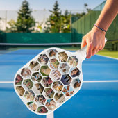 Geometrische hexagon patroon fotocollage pickleball paddle
