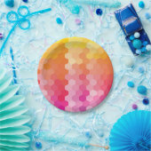 Geometrische Hexagon Roze & Geel Papier Borden Papieren Bordje (Feest)