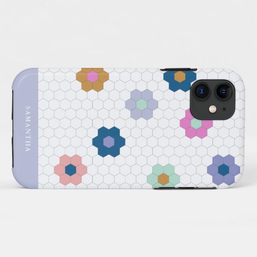 geometrische hexagonbloemen in het Lila Case-Mate iPhone Case (Achterkant (horizontaal))