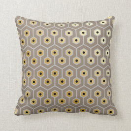 Geometrische hexagons Pattern Taupe Grey Black Cre Kussen