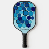 Geometrische Hexen Grafische Monogram Blauwe Kools Pickleball Paddle (Voorkant)