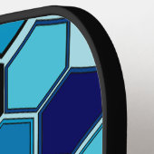Geometrische Hexen Grafische Monogram Blauwe Kools Pickleball Paddle (Links Detail)