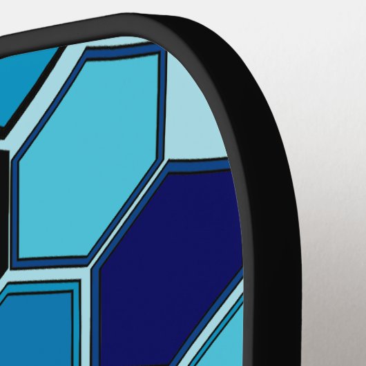 Geometrische Hexen Grafische Monogram Blauwe Kools Pickleball Paddle (Links Detail)