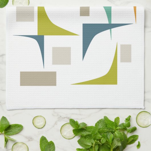 Geometrische hoeken Kleurrijke middeleeuwse modern Theedoek (Gevouwen)