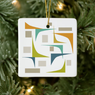 Geometrische hoeken Midden-eeuwse Oranje Blauwe Gr Keramisch Ornament