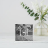 Geometrische hoeken Monogram INITIAAL Grijs Modern Vierkante Visitekaartje (Staand voorkant)