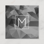Geometrische hoeken Monogram INITIAAL Grijs Modern Vierkante Visitekaartje (Voorkant)