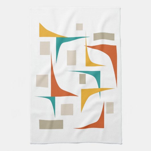Geometrische hoeken Vet Middeleeuwse Retro Theedoek (Verticaal)