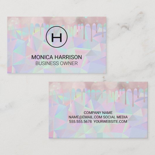 Geometrische holografisch | Boke Drip Visitekaartje (Voorkant / Achterkant)