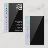 Geometrische holografisch | Zwarte Slank | QR-code Visitekaartje (Voorkant / Achterkant)