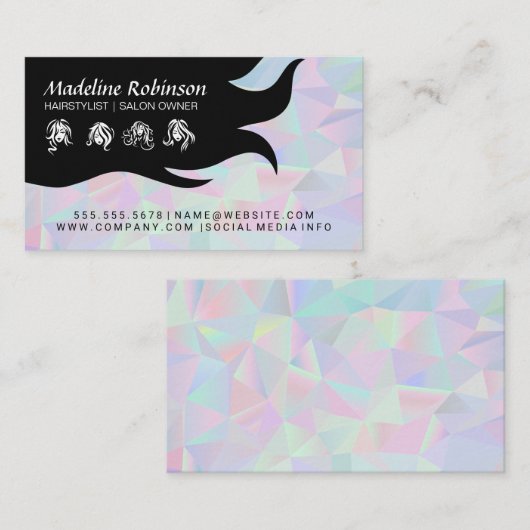 geometrische holografische achtergrond | Haarstijl Visitekaartje (Voorkant / Achterkant)