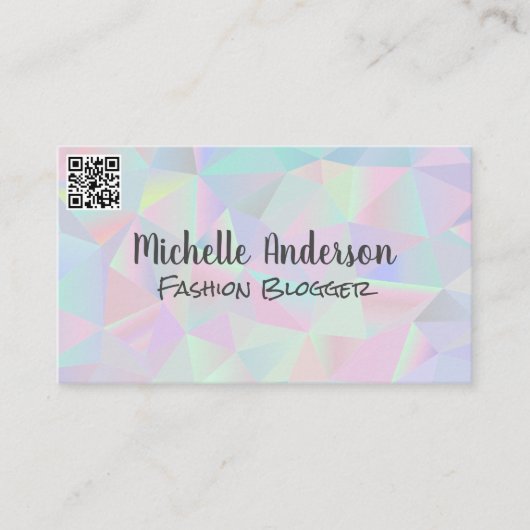 geometrische holografische achtergrond | QR-code Visitekaartje (Voorkant)
