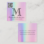 Geometrische holografische achtergrond | QR-scanla Vierkante Visitekaartje (Voorkant / Achterkant)