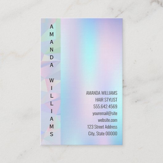 Geometrische holografische achtergrond | Verticale Visitekaartje (Voorkant)