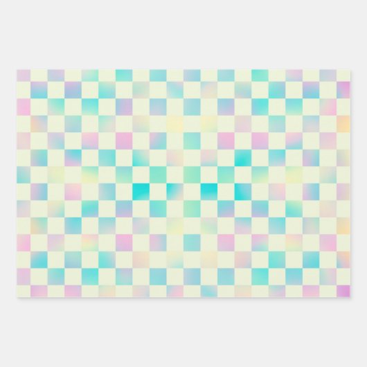 Geometrische holografische Iridescent Pastel Patro Inpakpapier Vel (Voorkant 3)