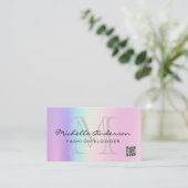 Geometrische holografische kleuren | QR-code Visitekaartje (Staand voorkant)