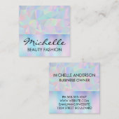 Geometrische holografische retroachtergrond vierkante visitekaartje (Voorkant / Achterkant)