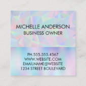 Geometrische holografische retroachtergrond vierkante visitekaartje (Achterkant)