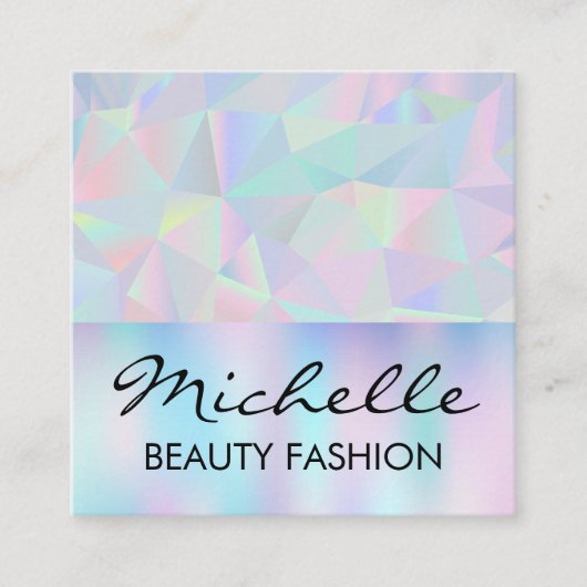 Geometrische holografische retroachtergrond vierkante visitekaartje (Voorkant)