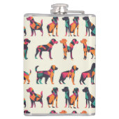 Geometrische hond silhouetten ontwerp heupfles (Achterkant)