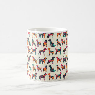 Geometrische hond silhouetten ontwerp koffiemok