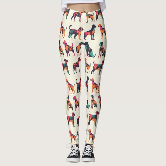 Geometrische hond silhouetten ontwerp leggings (Voorkant)